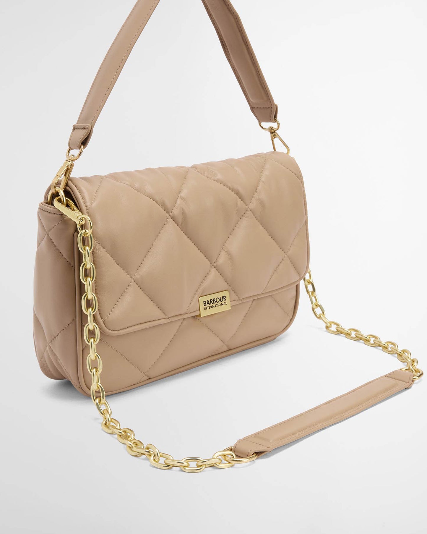 Barbour International Womens Soft Quilt Shoulder Bag - Camel