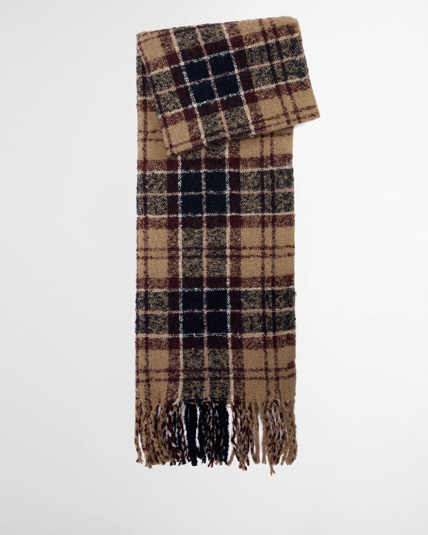 Barbour Saltburn Beanie & Tartan Scarf Set - Gardenia Tartan