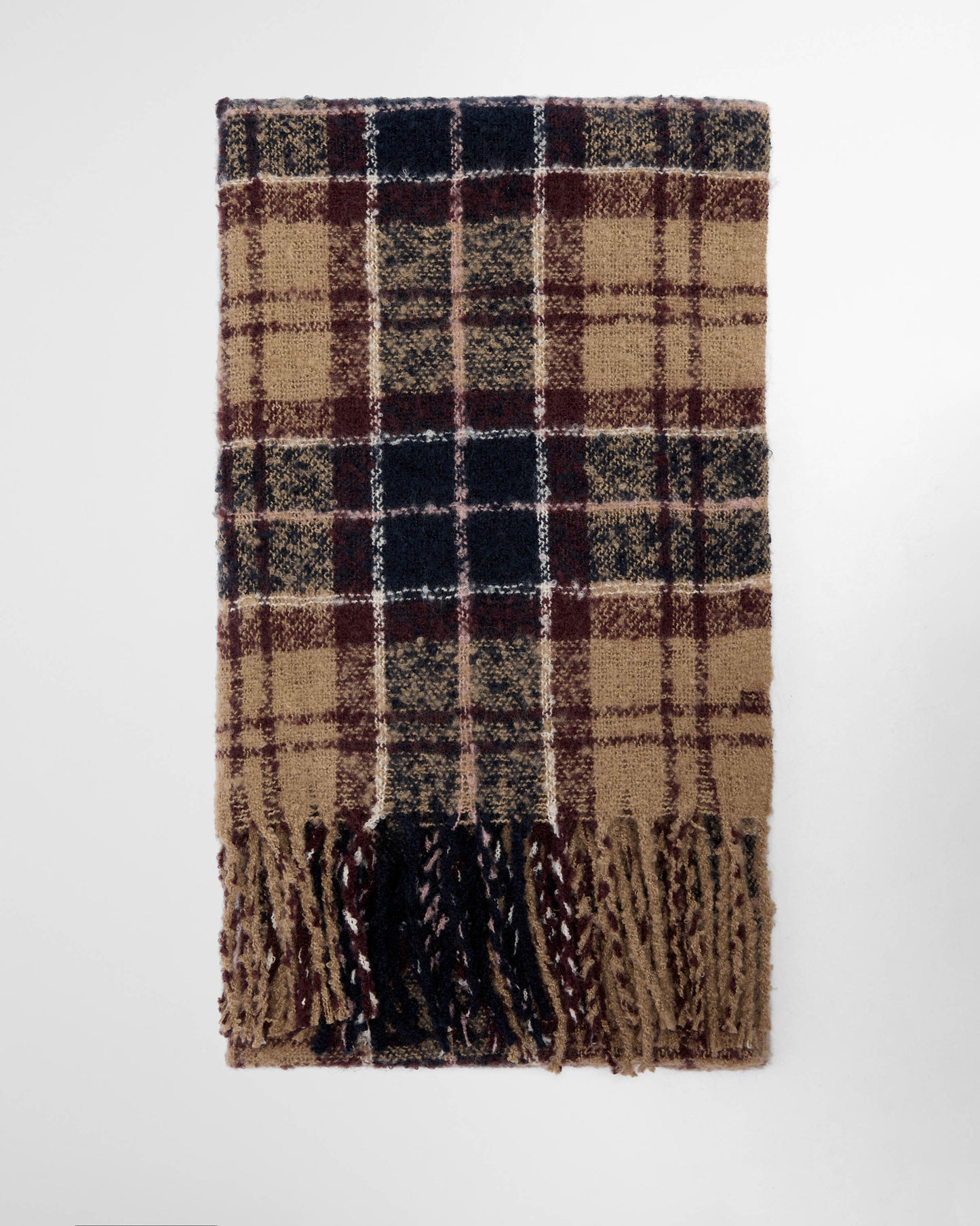Barbour Saltburn Beanie & Tartan Scarf Set - Gardenia Tartan