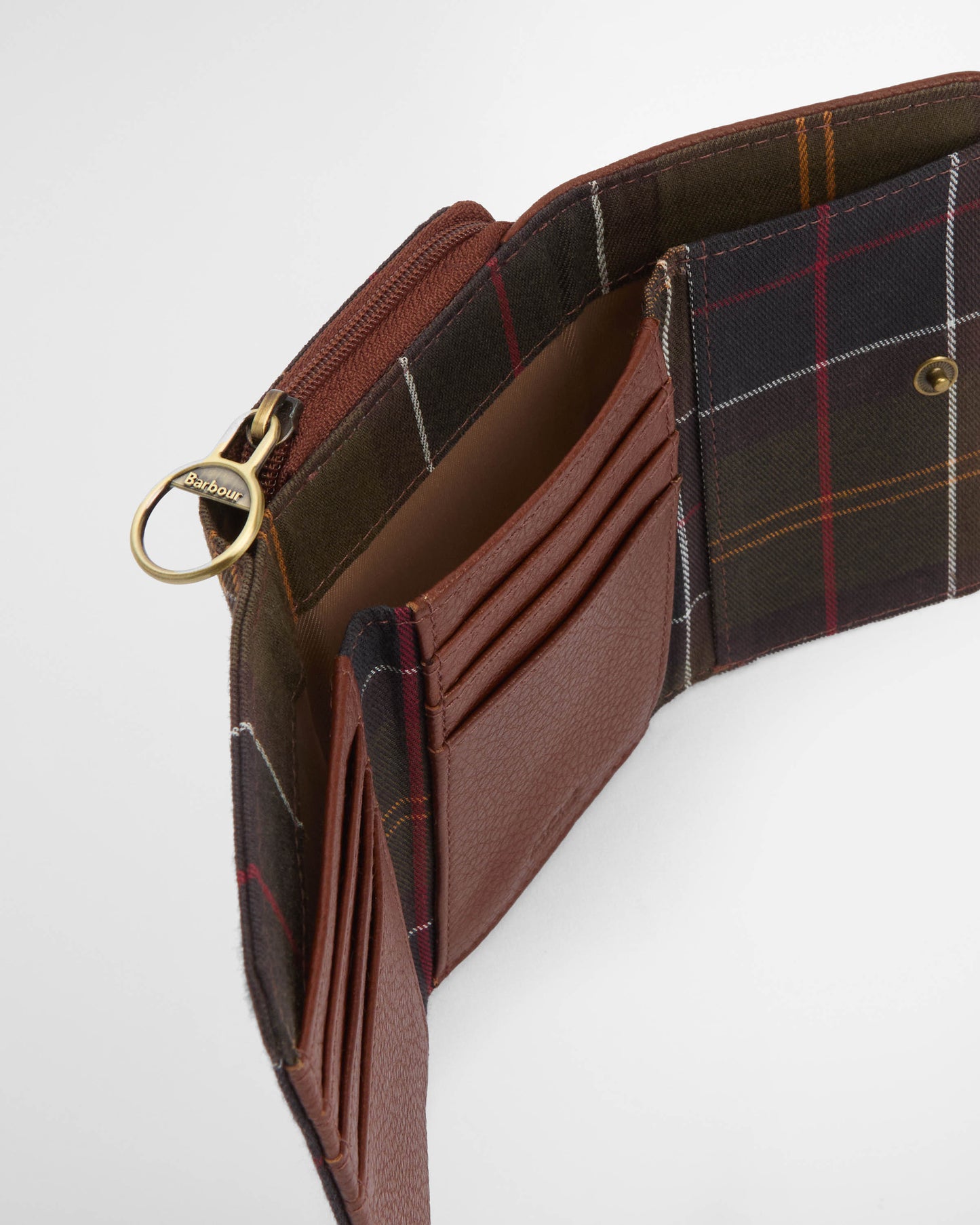 Barbour Rosa Womens Leather French Purse - Brown/Classic Tartan