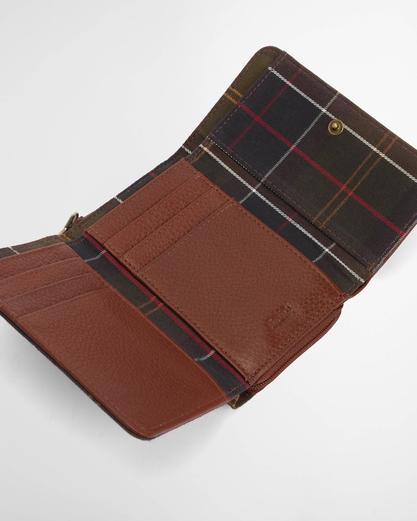 Barbour Rosa Womens Leather French Purse - Brown/Classic Tartan
