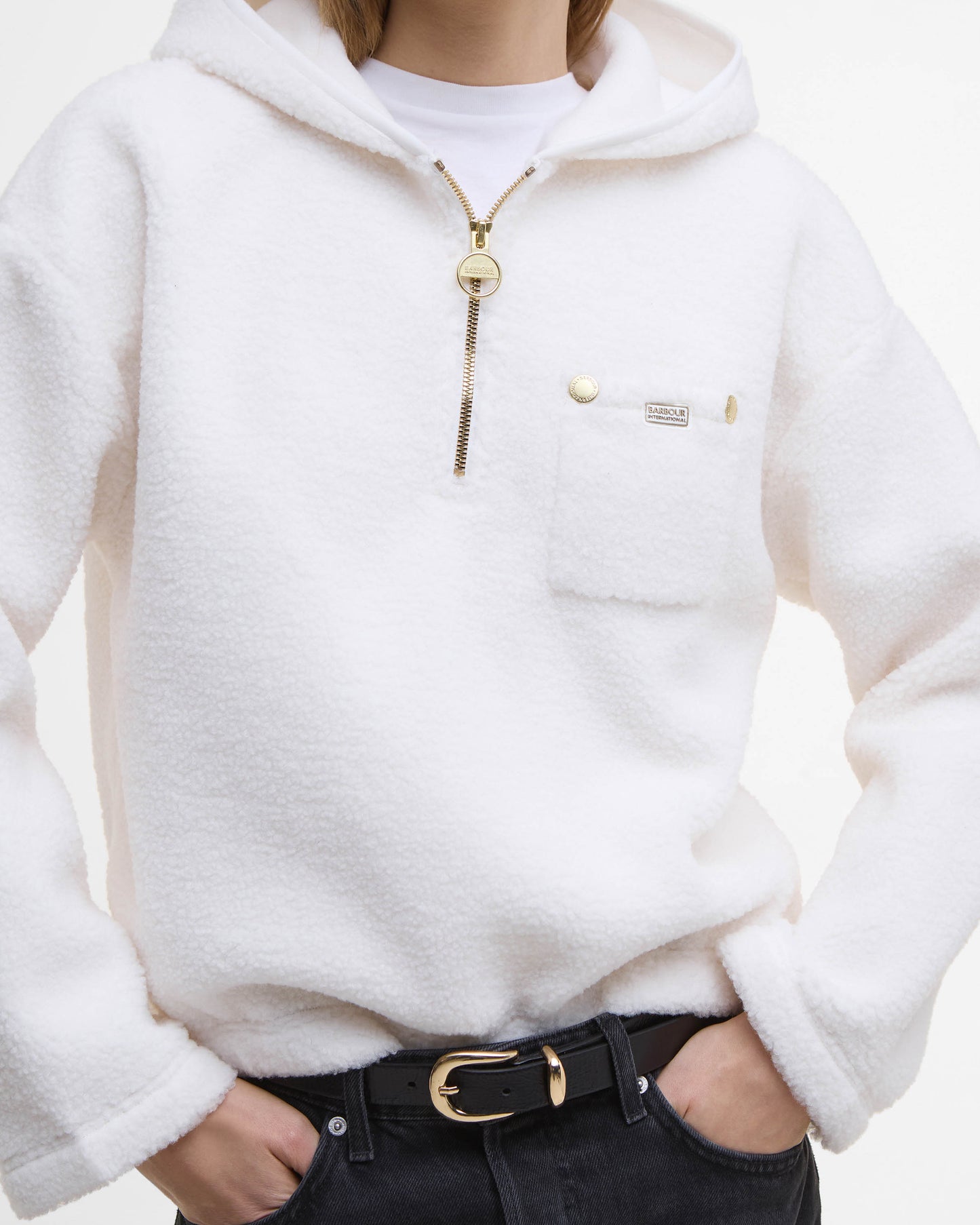 Barbour International Lola Womens Fleece Hoodie - Off White