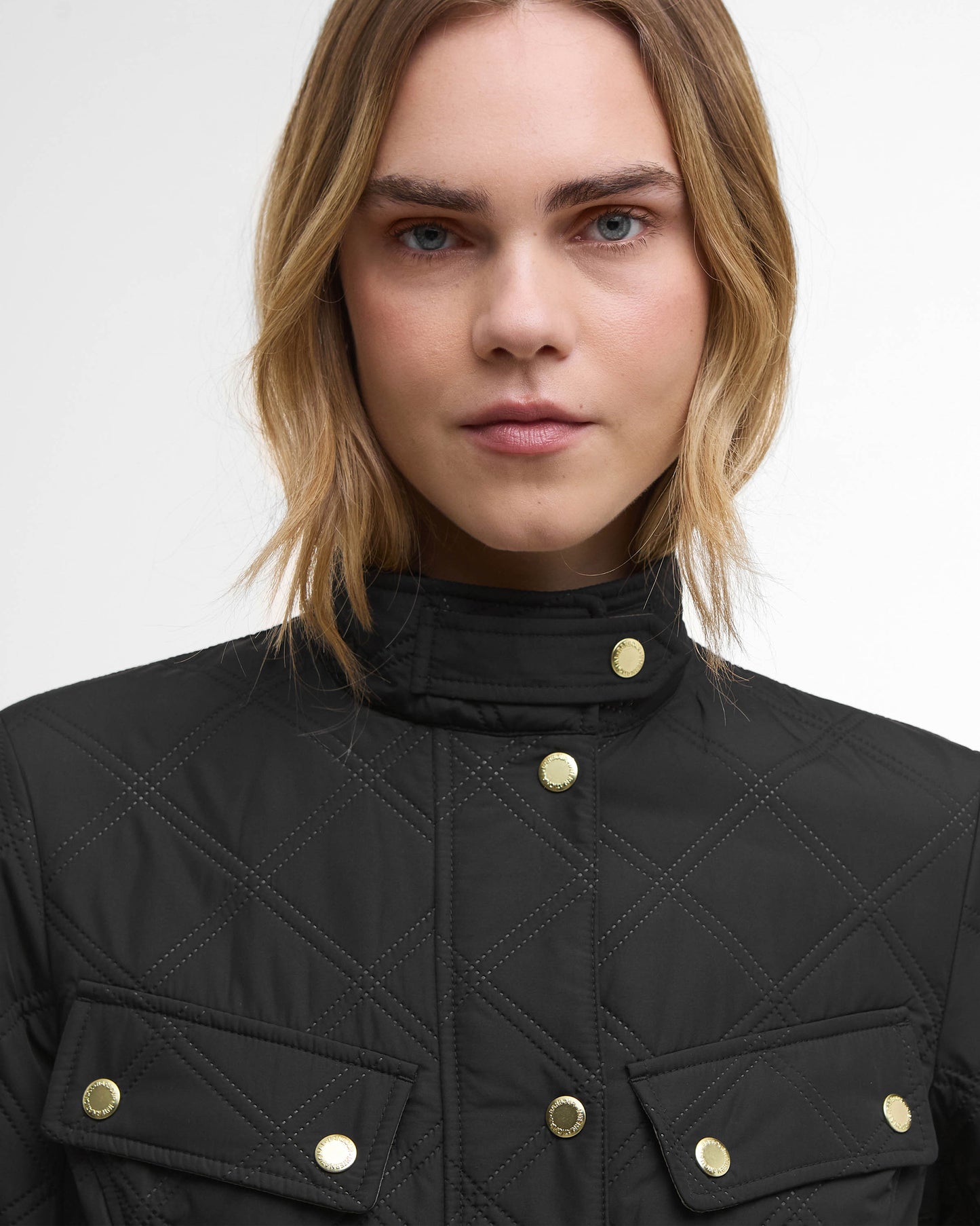 Barbour International Halsey Womens Quilted Jacket - Black/Dusky Khaki
