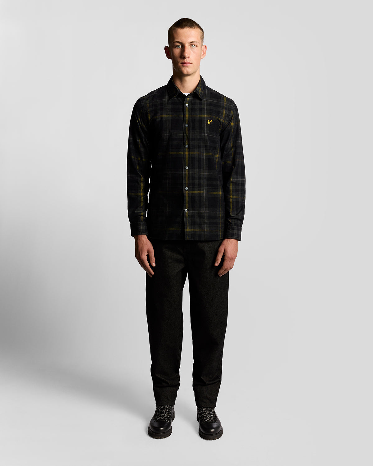 Lyle & Scott Tartan Corduroy Shirt - Z865 Jet Black