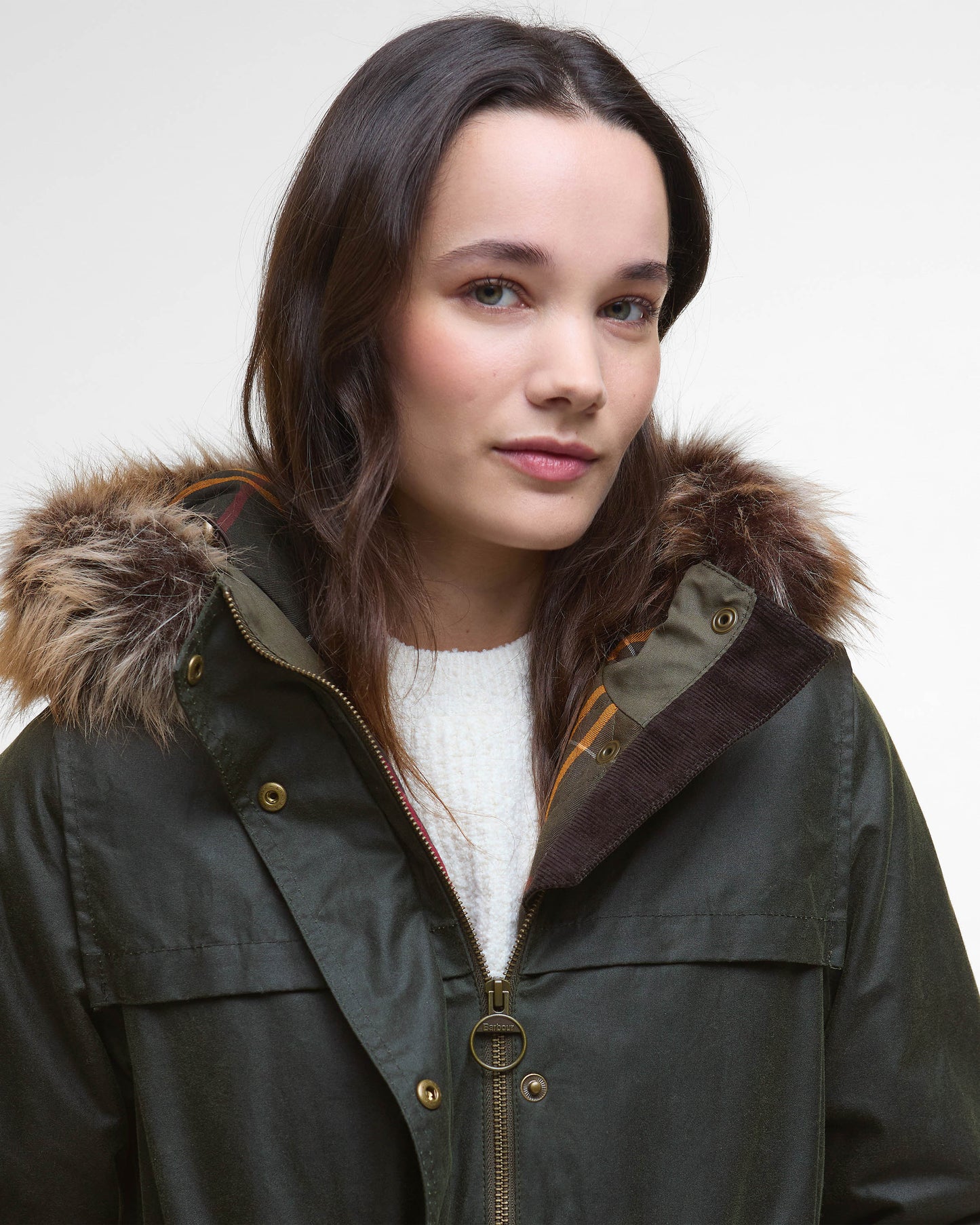 Barbour Durham City Womens Waxed Parka - Fern