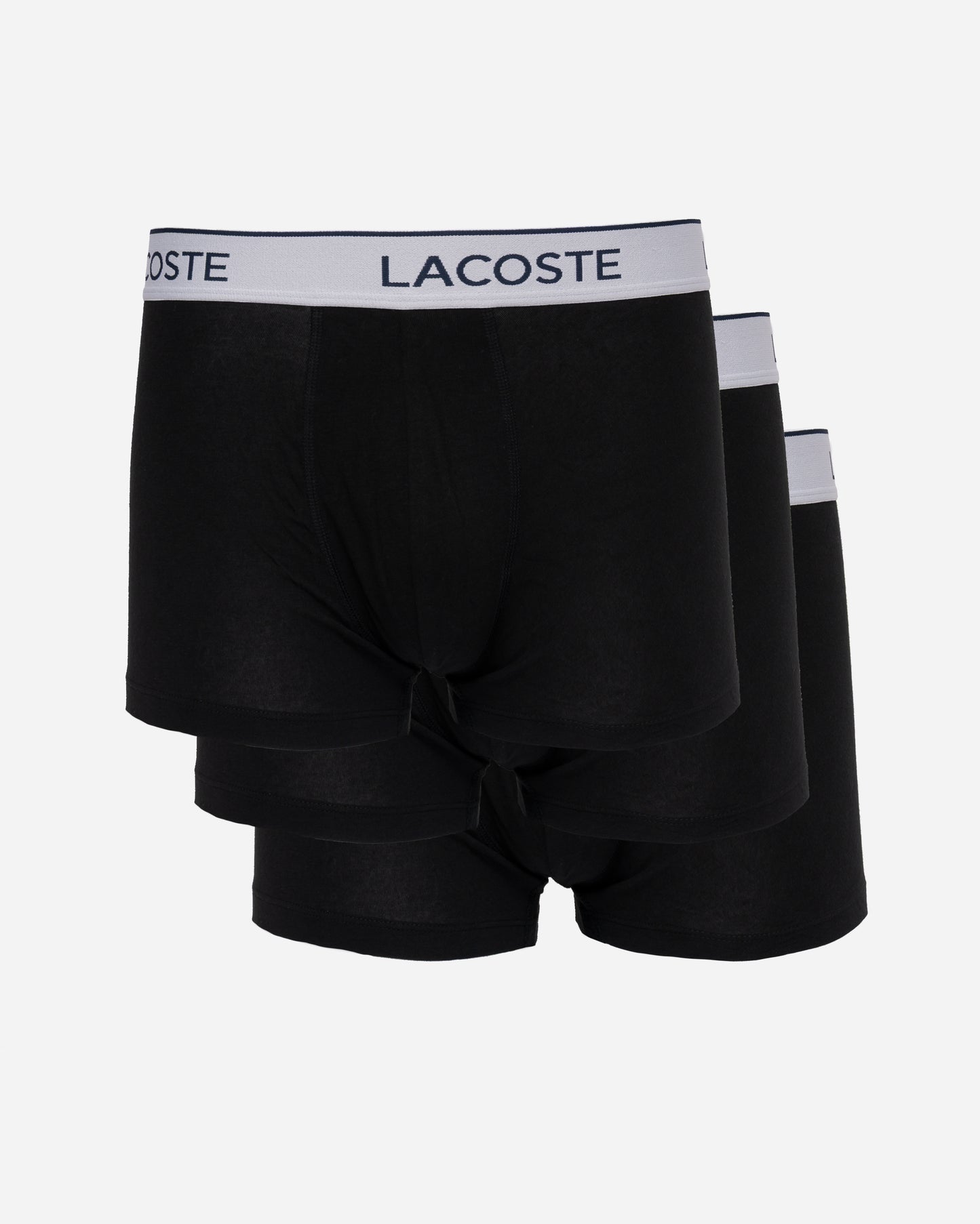 Lacoste 3-Pack Contrast Stripe Stretch Cotton Mens Trunks - Black 031