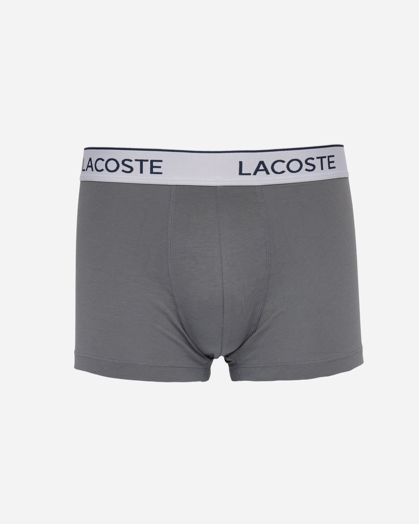 Lacoste 3-Pack Contrast Stripe Stretch Cotton Mens Trunks - Lead Grey S6K