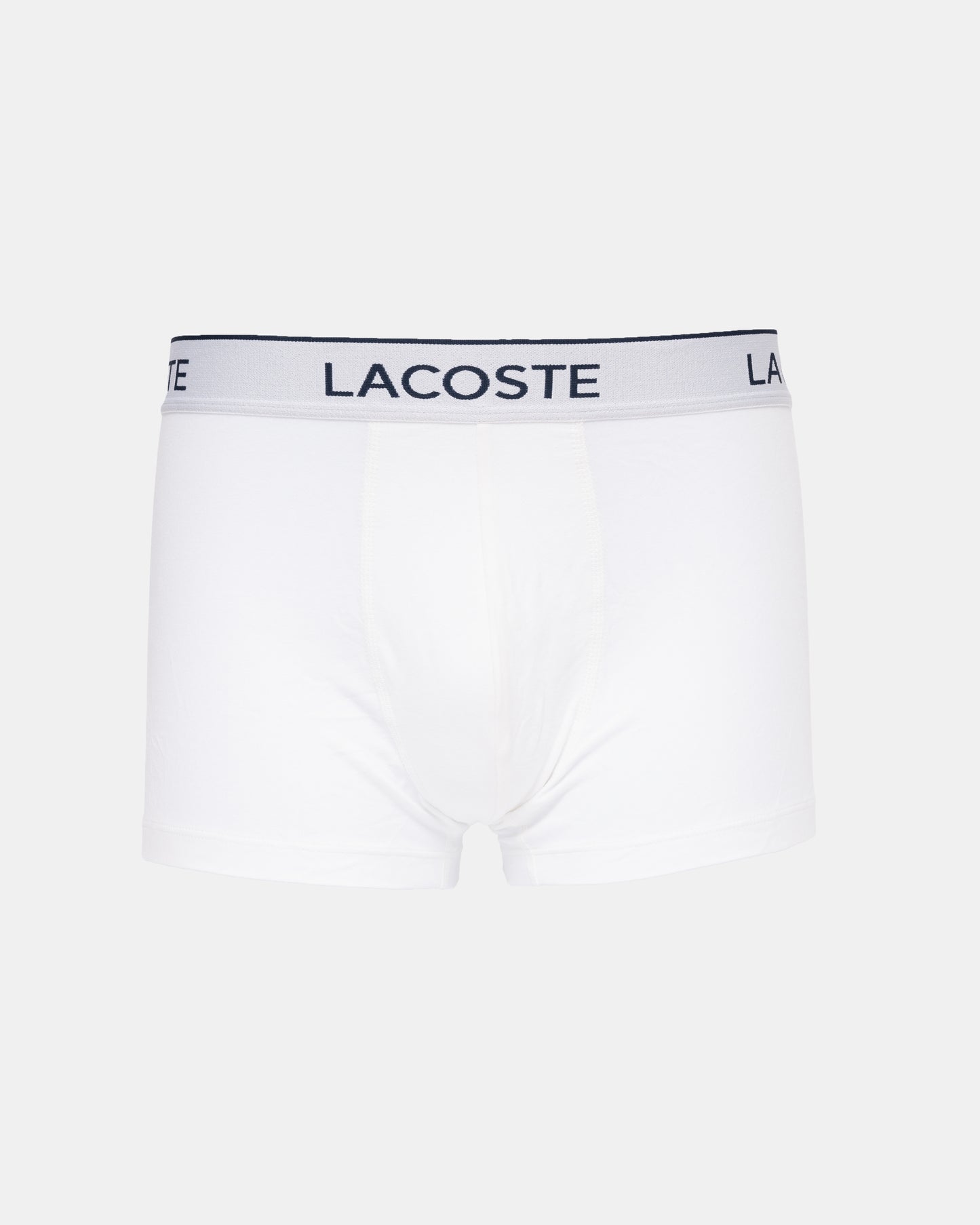 Lacoste 3-Pack Contrast Stripe Stretch Cotton Mens Trunks - White 001