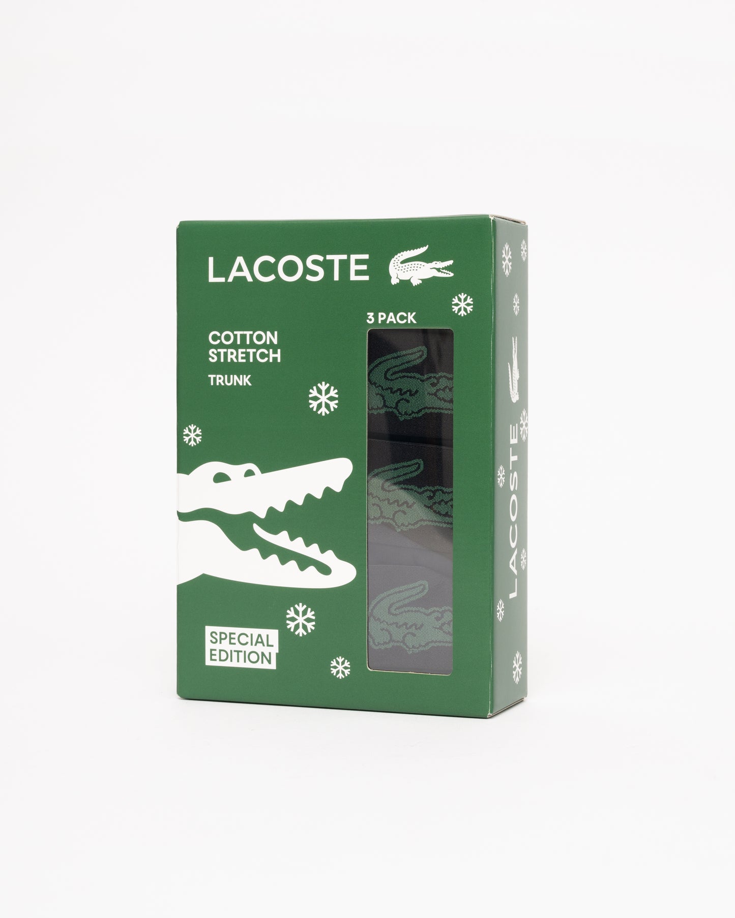 Lacoste 3-Pack Logo Stretch Cotton Mens Trunks - Black 031