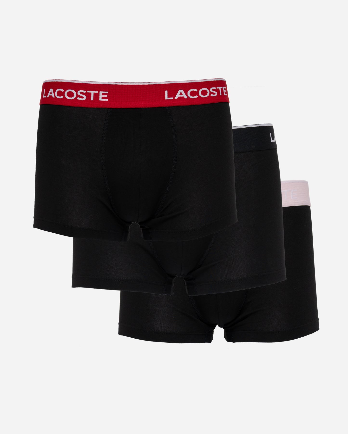 Lacoste 3-Pack Mens Trunks - Black/Flamingo-Ladybird-Black AIB
