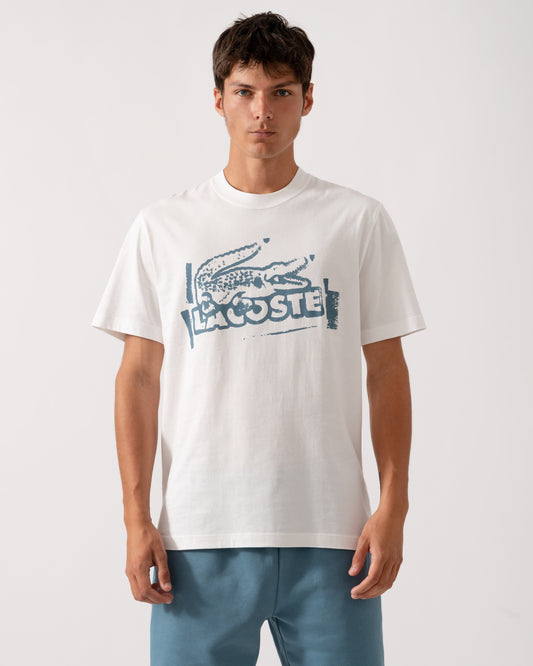 Lacoste Croc Logo Mens T-Shirt - Flour/Limestone CPI