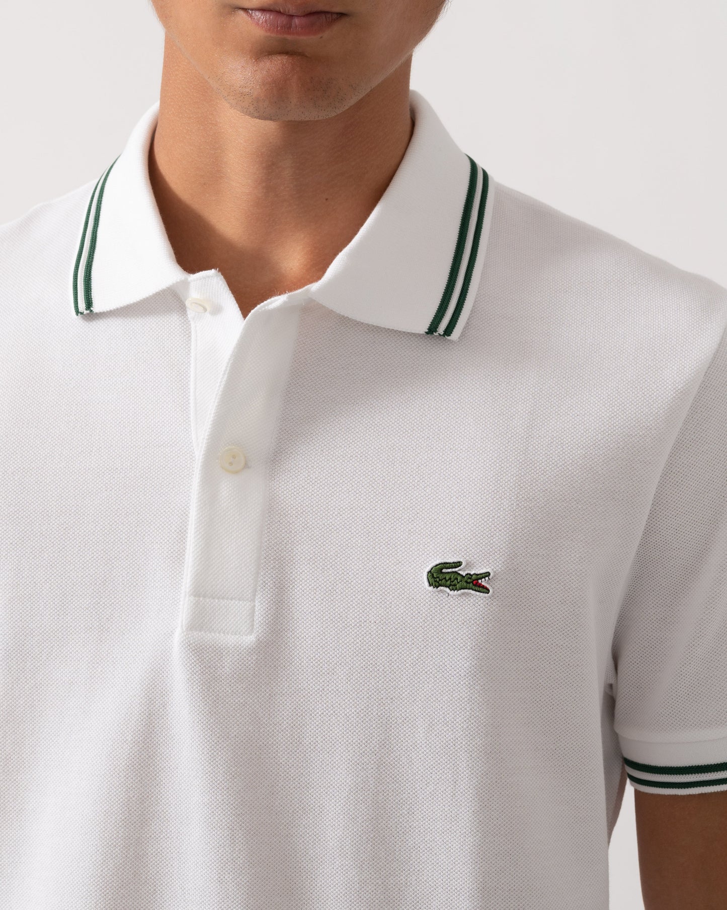 Lacoste Mens Tipped Polo Shirt - White 001