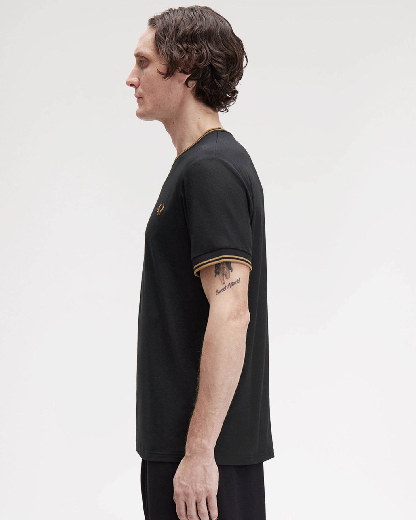 Fred Perry Mens Twin Tipped T-Shirt - Black/Shaded Stone Q27