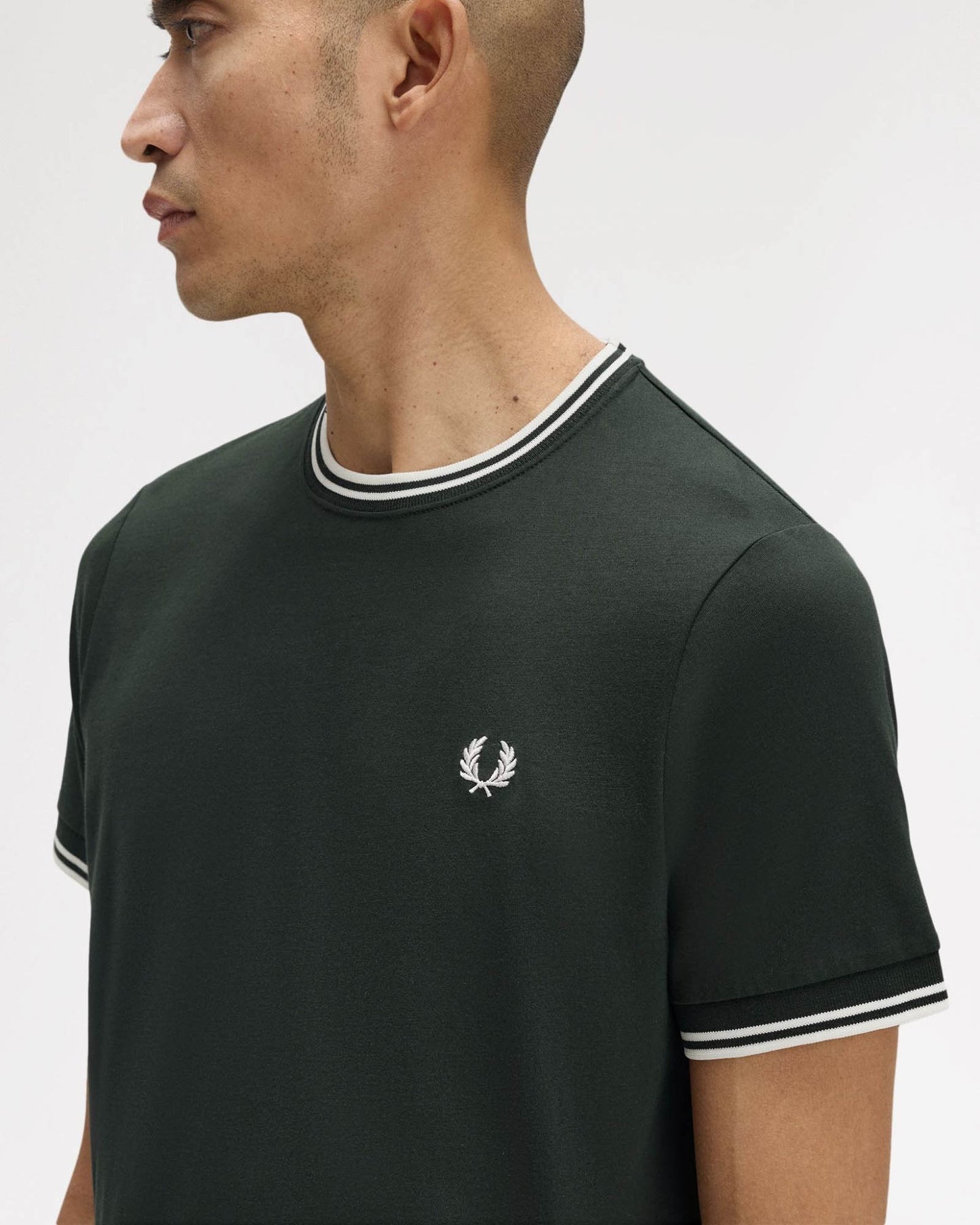 Fred Perry Mens Twin Tipped T-Shirt - Night Green/Snow White T50