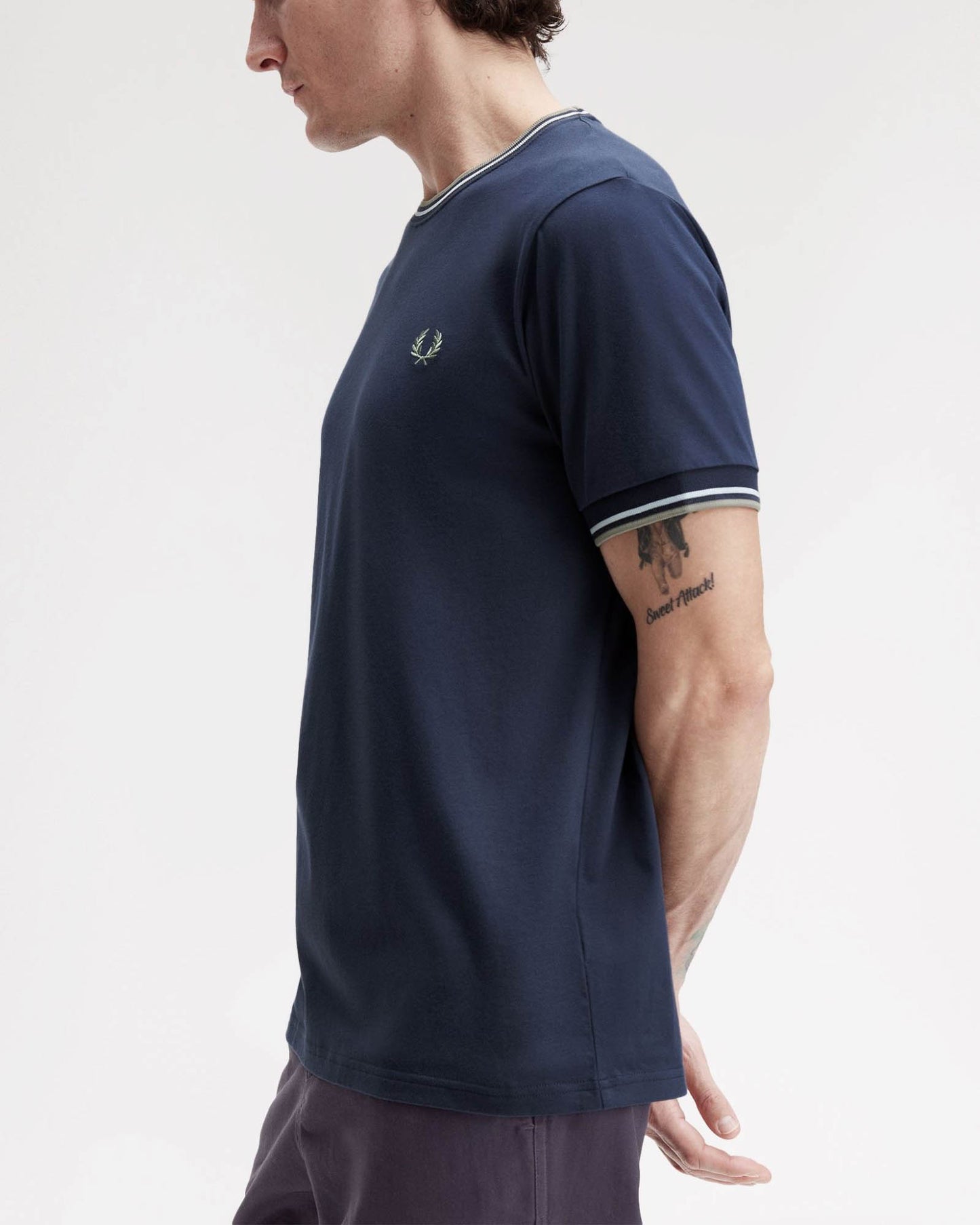 Fred Perry Mens Twin Tipped T-Shirt - Dark Airforce/Light Ice/Bayleaf Z47