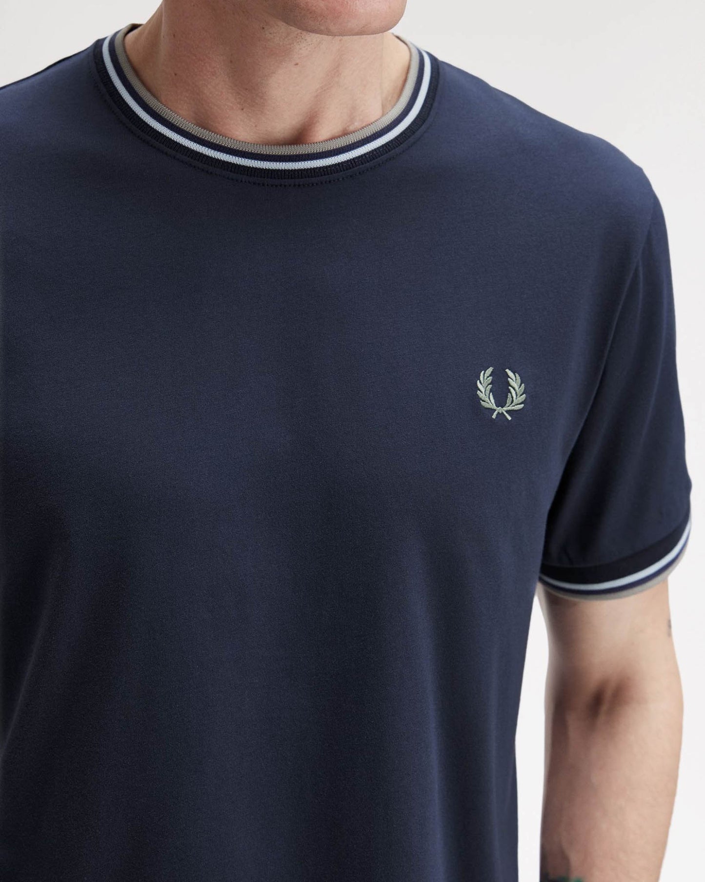 Fred Perry Mens Twin Tipped T-Shirt - Dark Airforce/Light Ice/Bayleaf Z47
