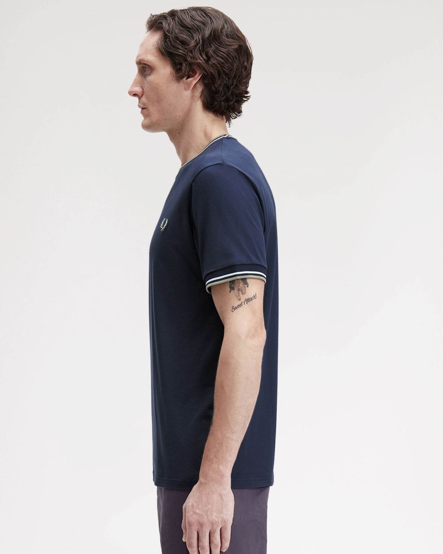Fred Perry Mens Twin Tipped T-Shirt - Dark Airforce/Light Ice/Bayleaf Z47