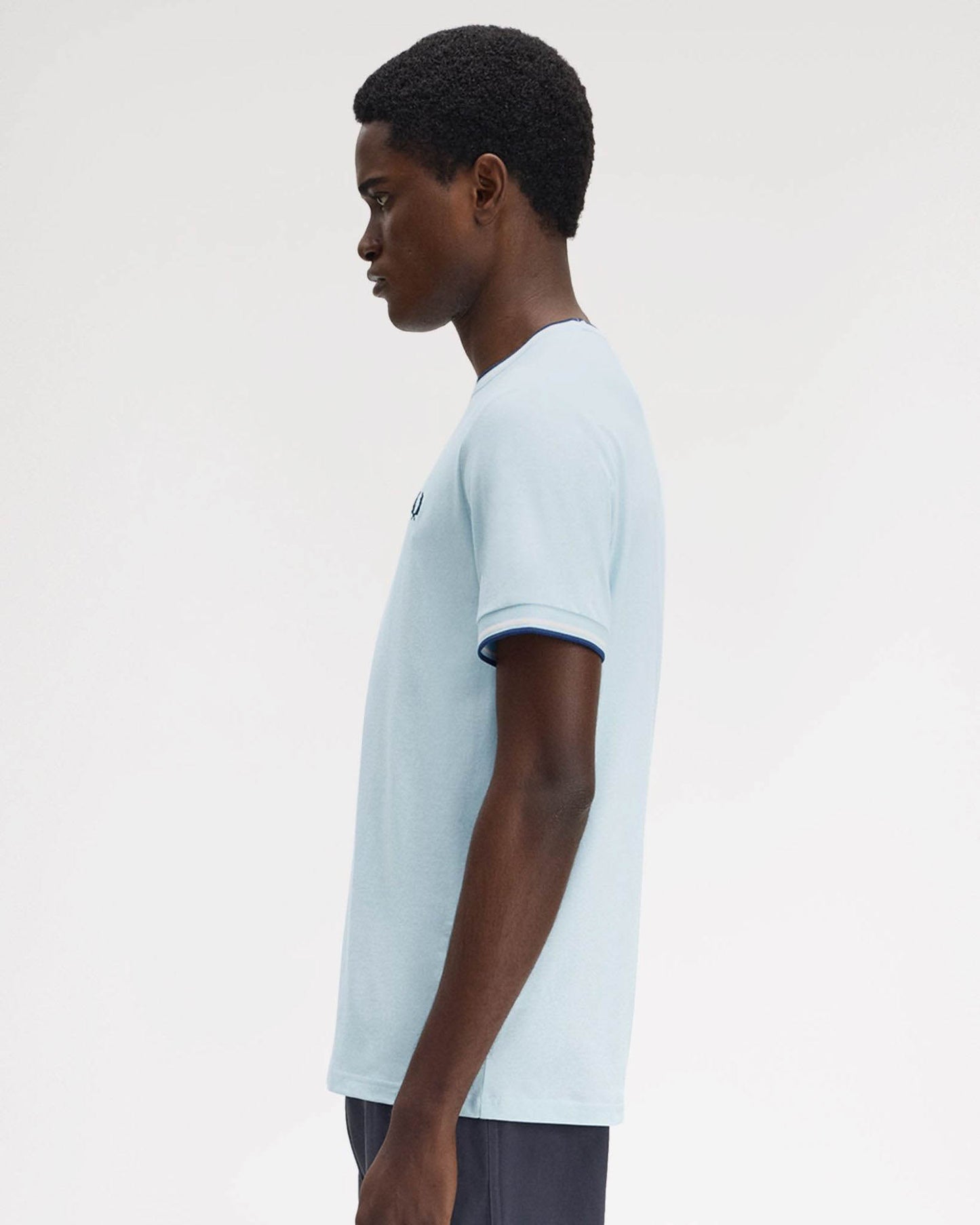Fred Perry Mens Twin Tipped T-Shirt - Light Ice/Silky Peach/Tennis Blue Z54