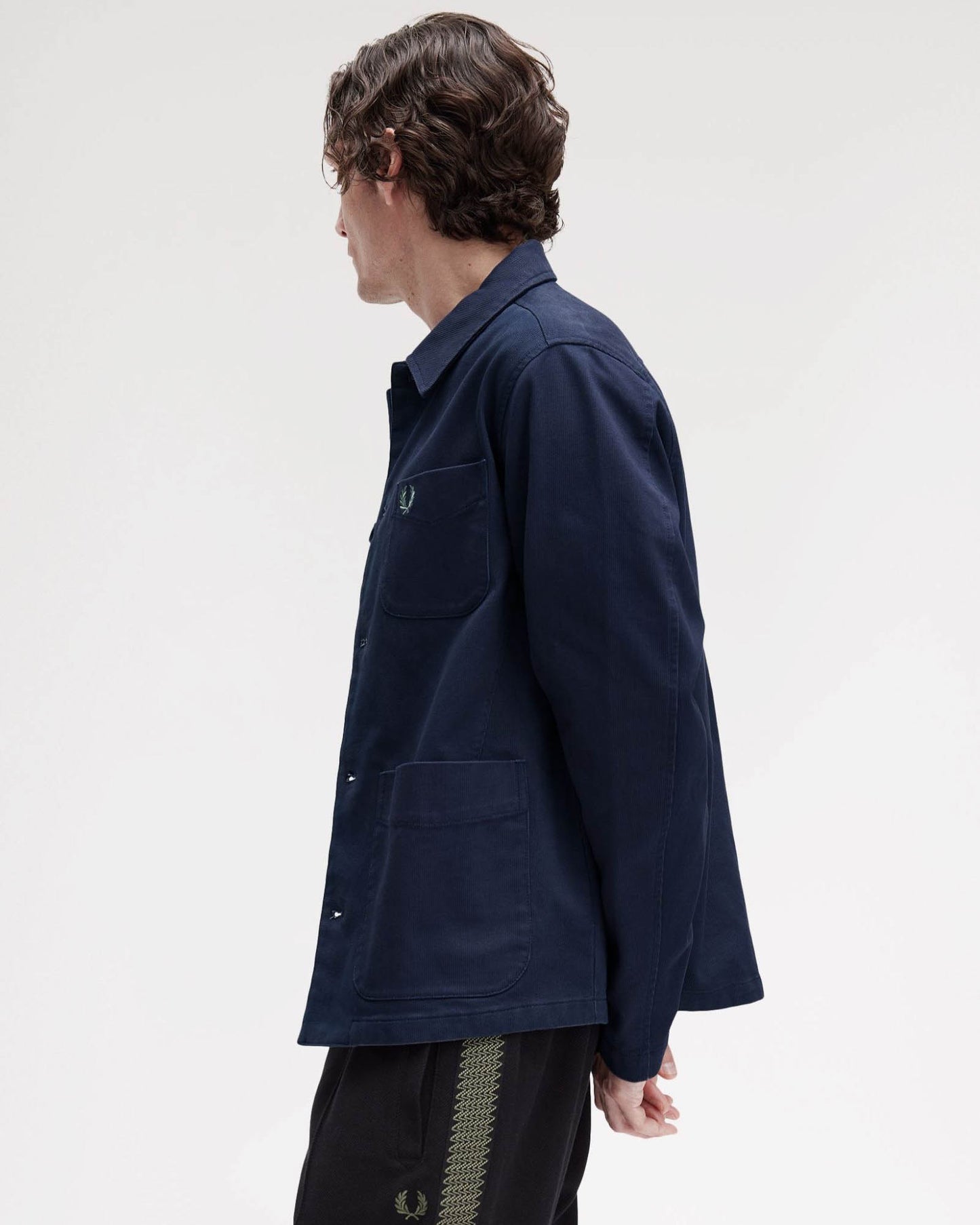 Fred Perry Mens Bedford Cord Overshirt - Dark Airforce 738