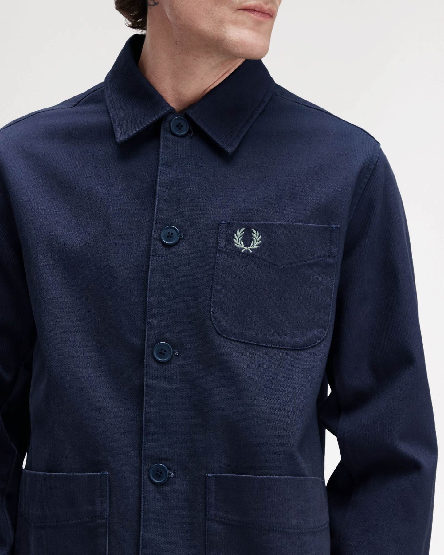 Fred Perry Mens Bedford Cord Overshirt - Dark Airforce 738