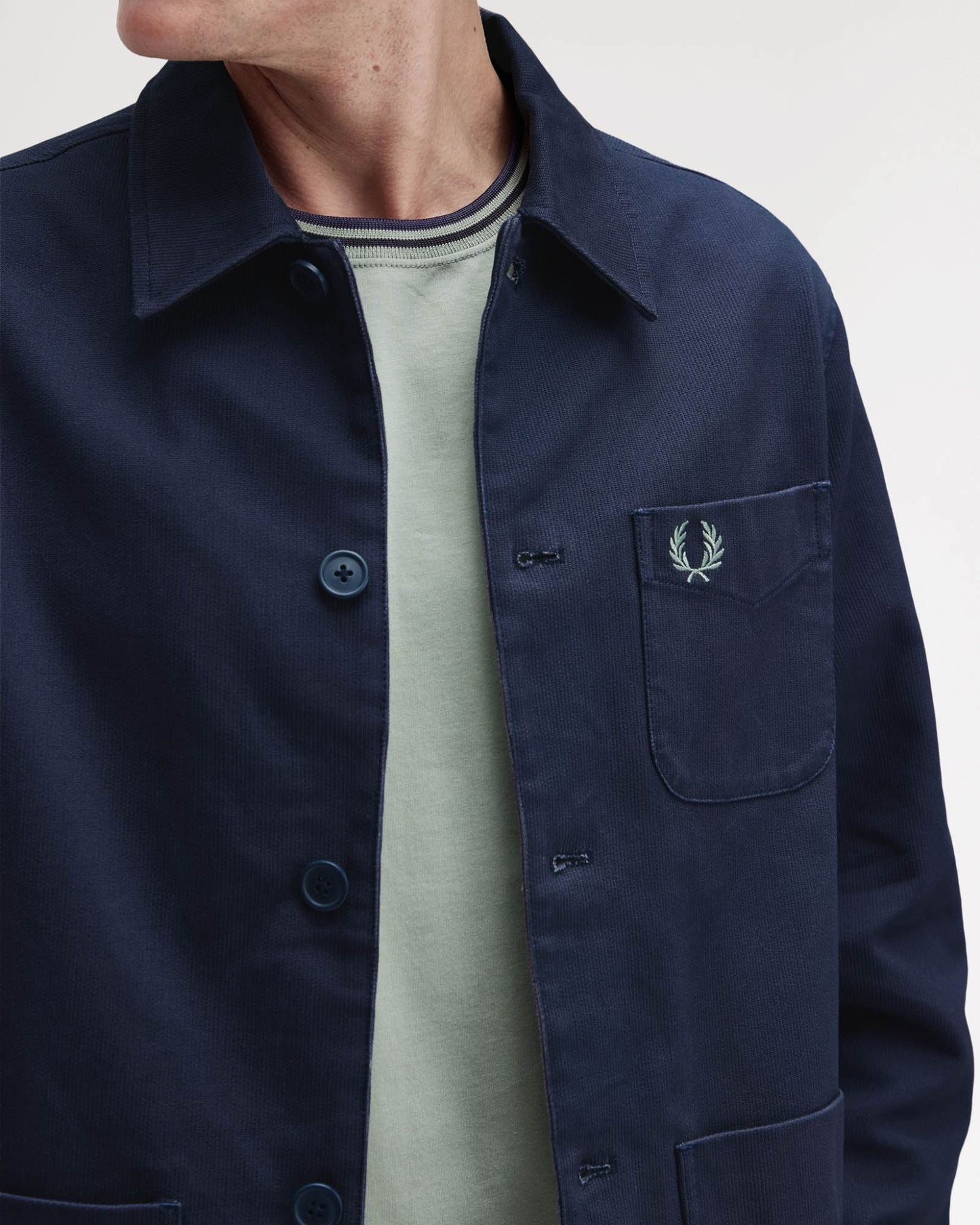 Fred Perry Mens Bedford Cord Overshirt - Dark Airforce 738