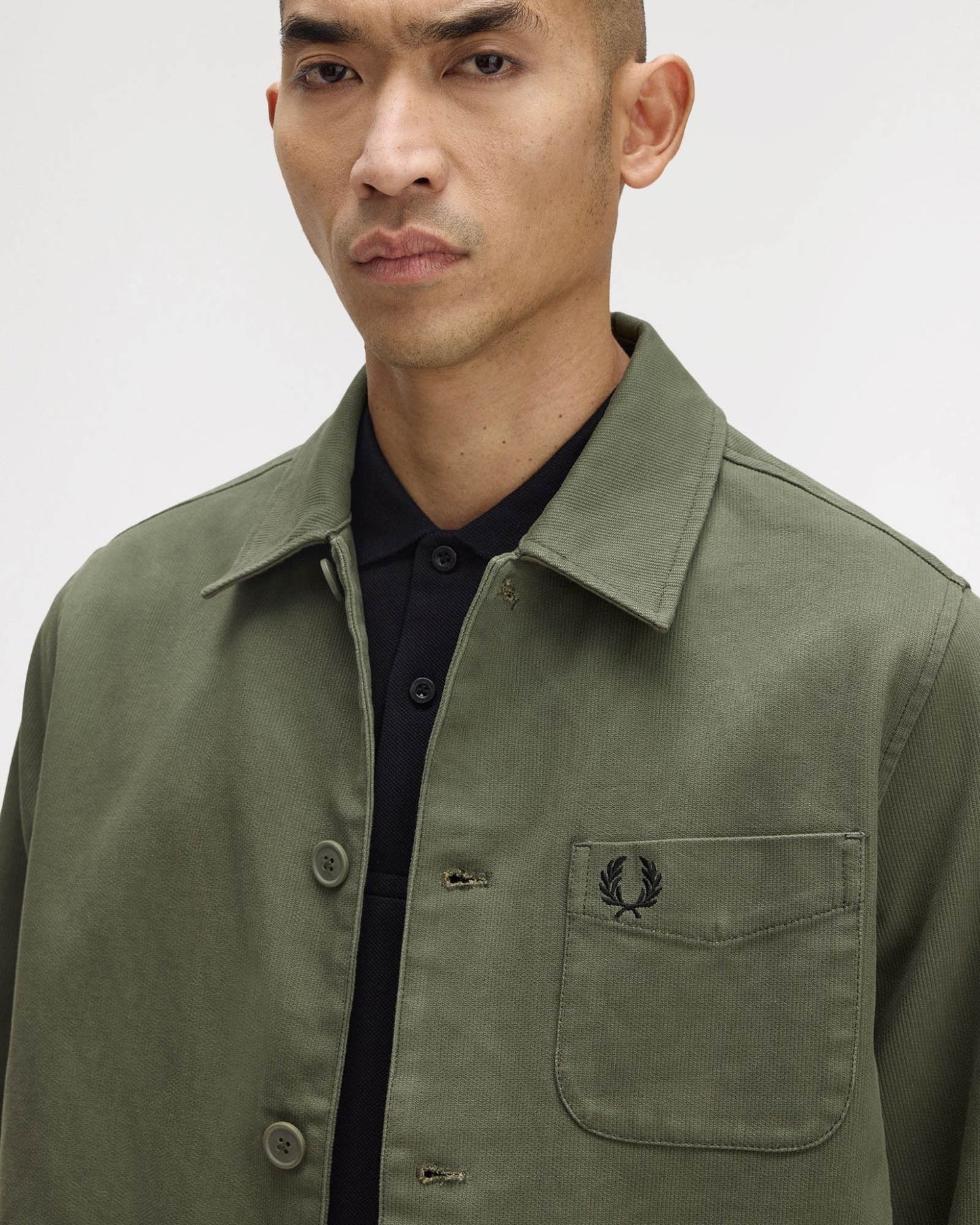Fred Perry Mens Bedford Cord Overshirt - Laurel Wreath Green X21