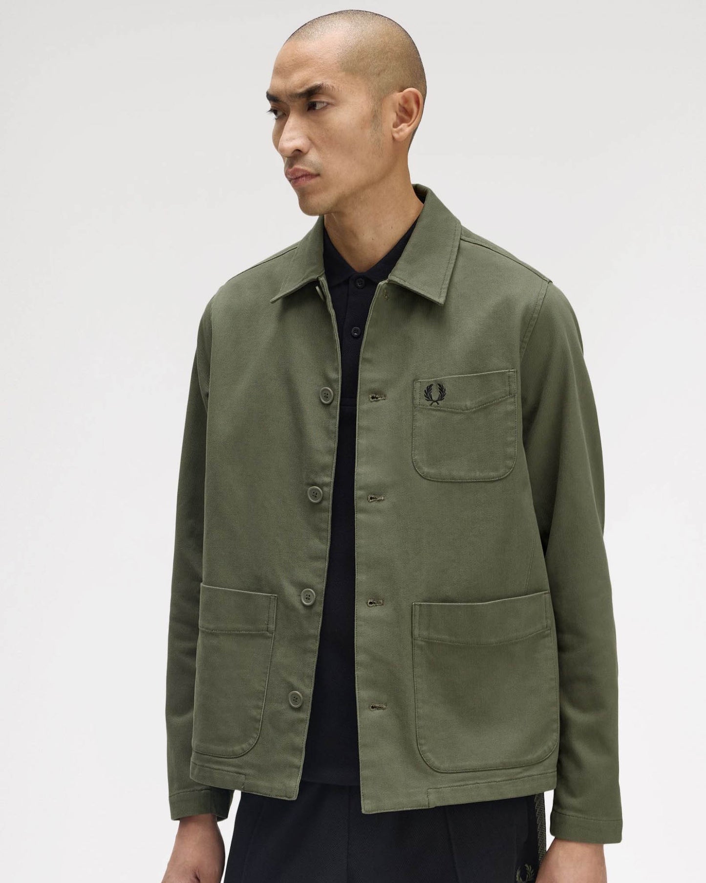 Fred Perry Mens Bedford Cord Overshirt - Laurel Wreath Green X21