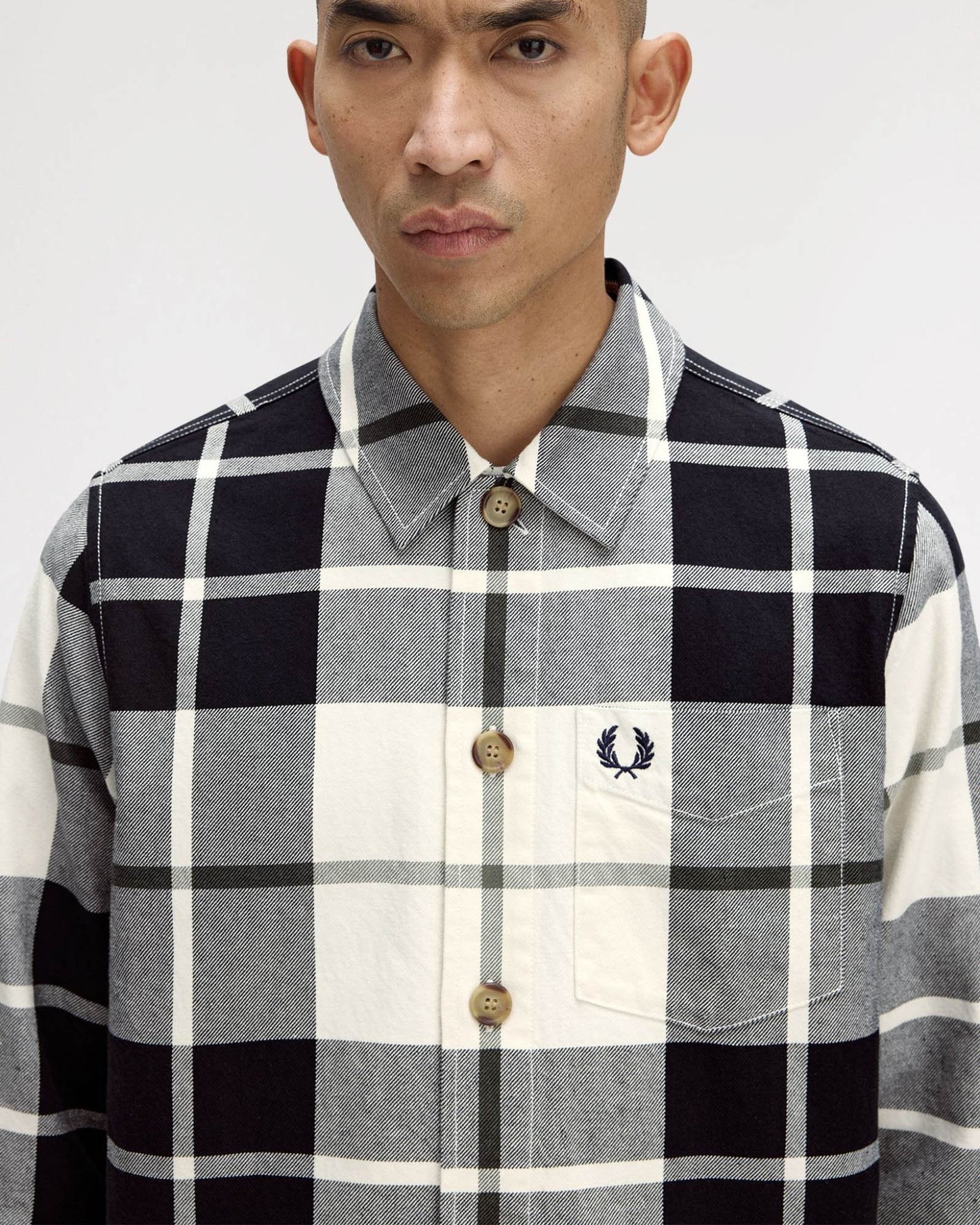 Fred Perry Mens Tartan Twill Overshirt - Ecru 560