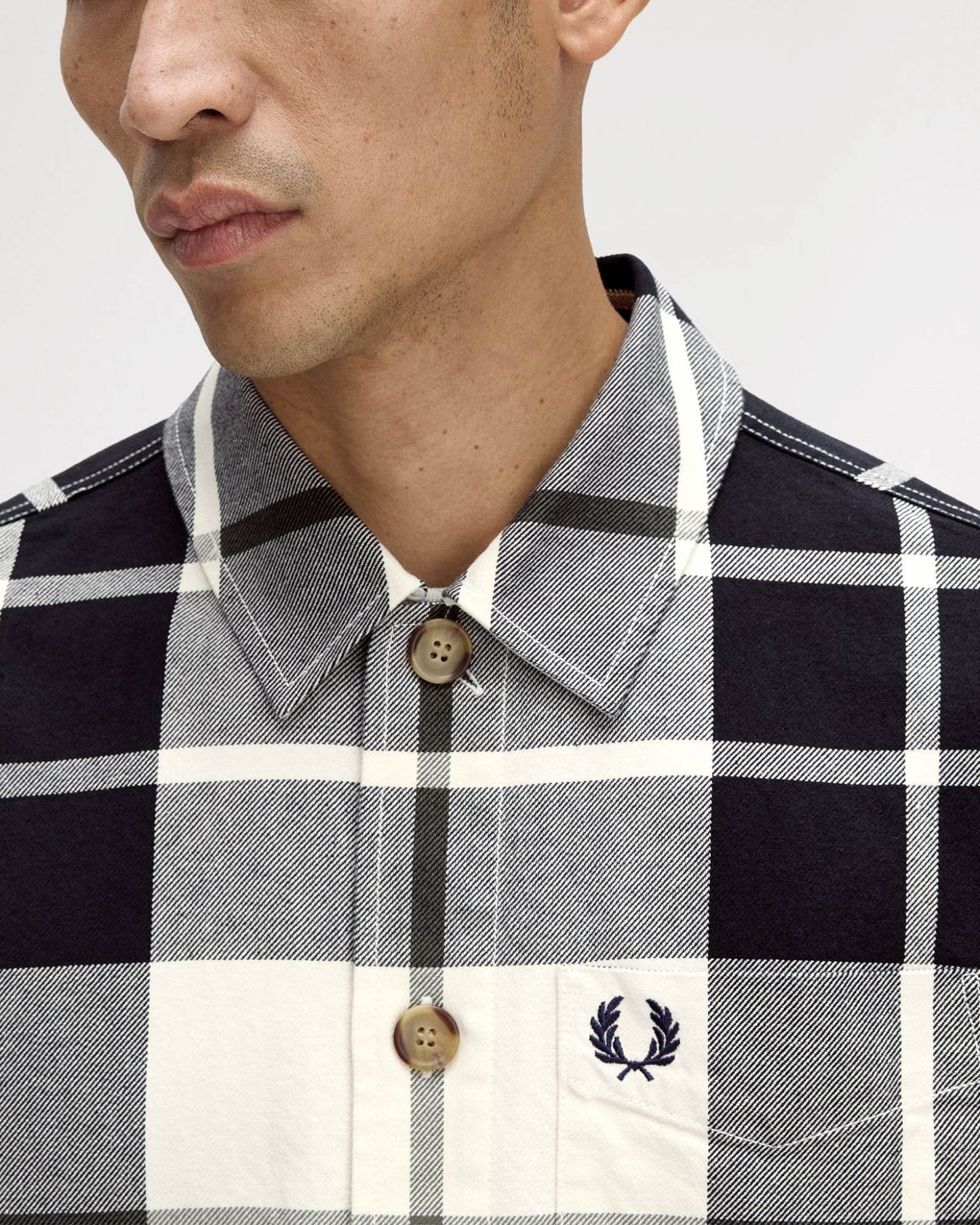 Fred Perry Mens Tartan Twill Overshirt - Ecru 560