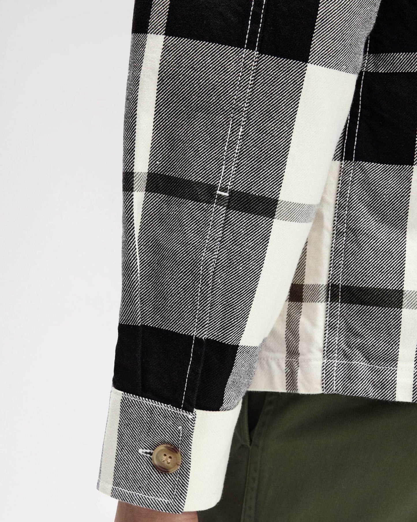 Fred Perry Mens Tartan Twill Overshirt - Ecru 560