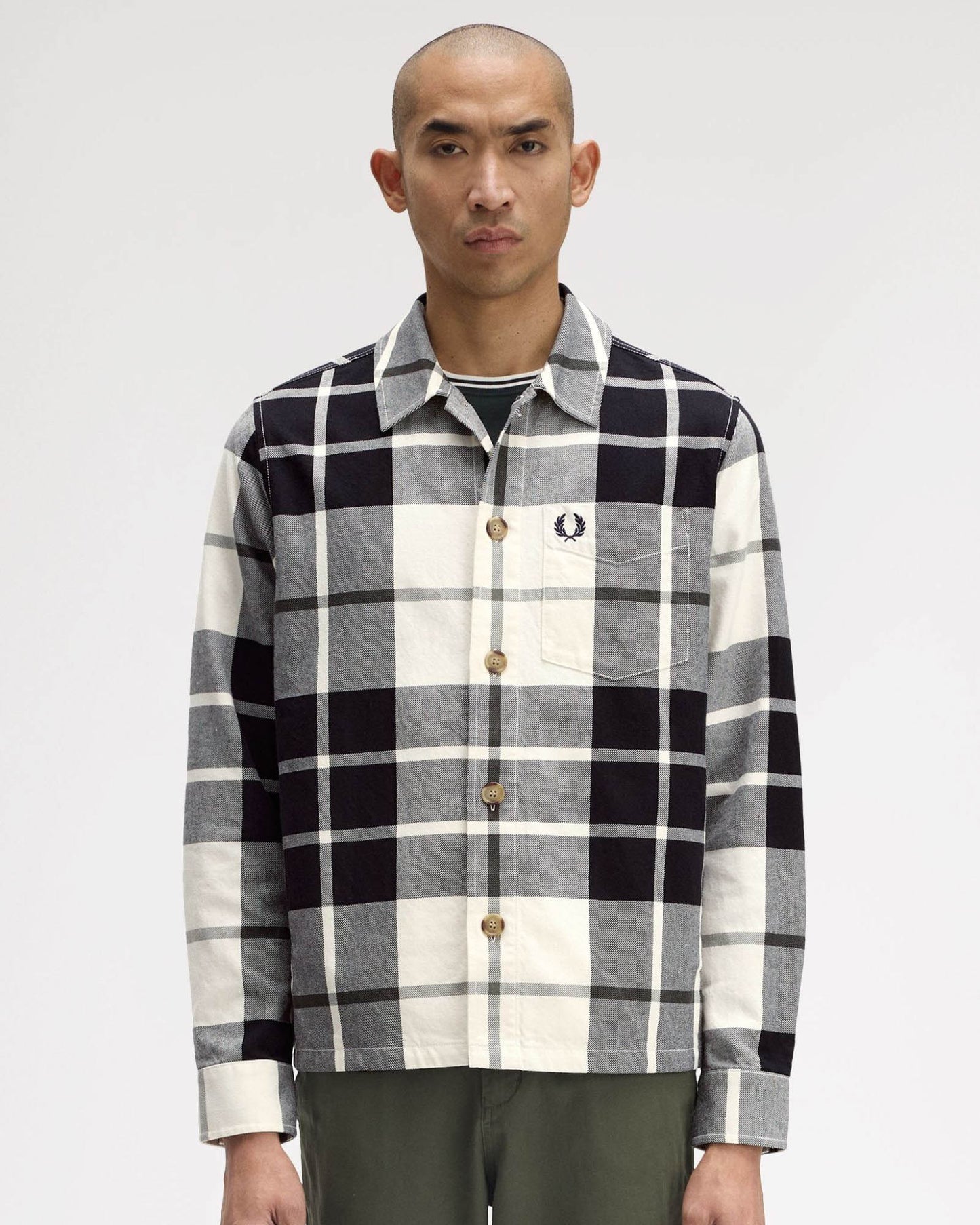 Fred Perry Mens Tartan Twill Overshirt - Ecru 560