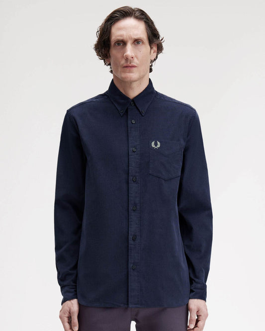 Fred Perry Mens Needle Cord Shirt - Dark Airforce 738
