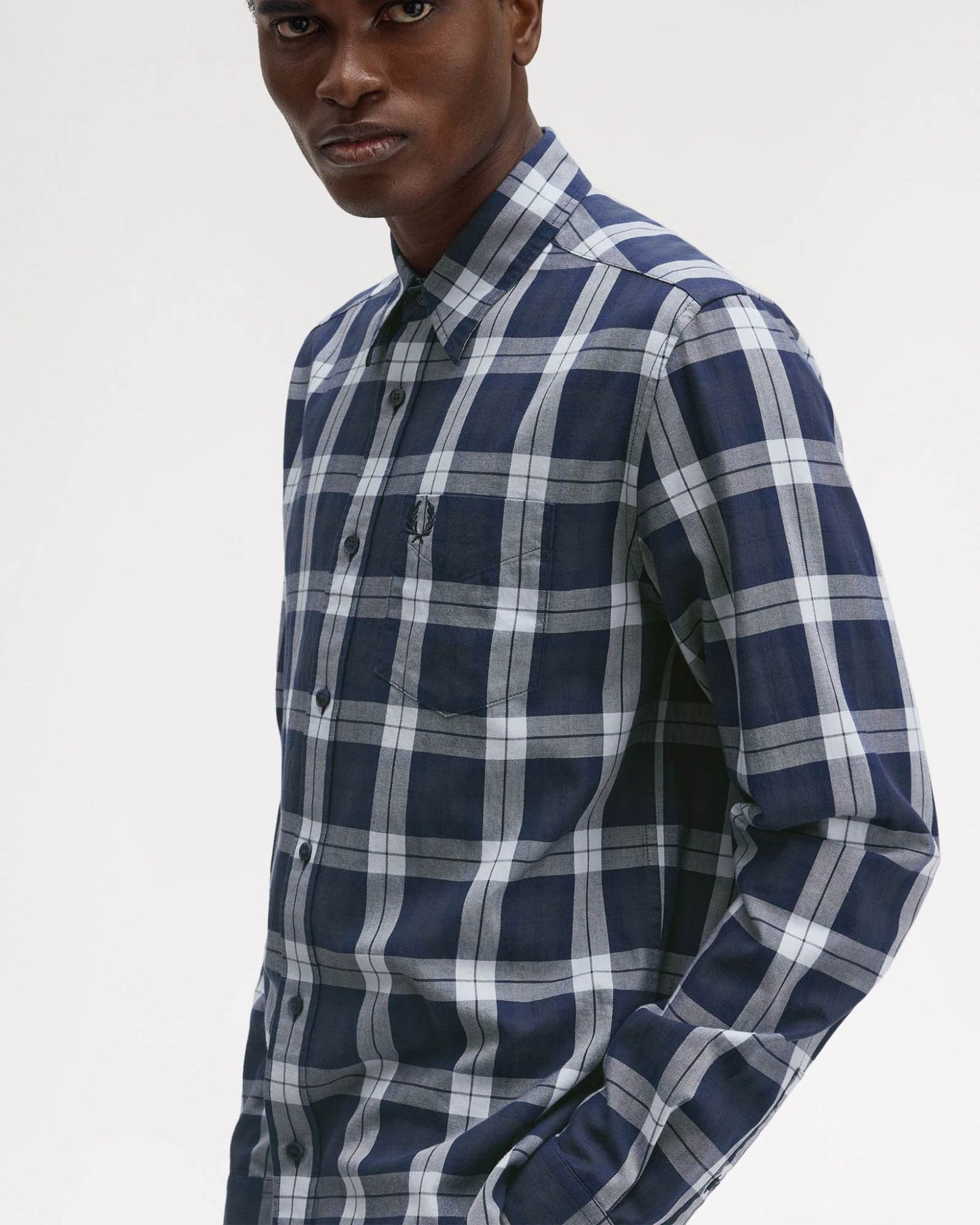 Fred Perry Mens Tartan Twill Shirt - Dark Airforce 738