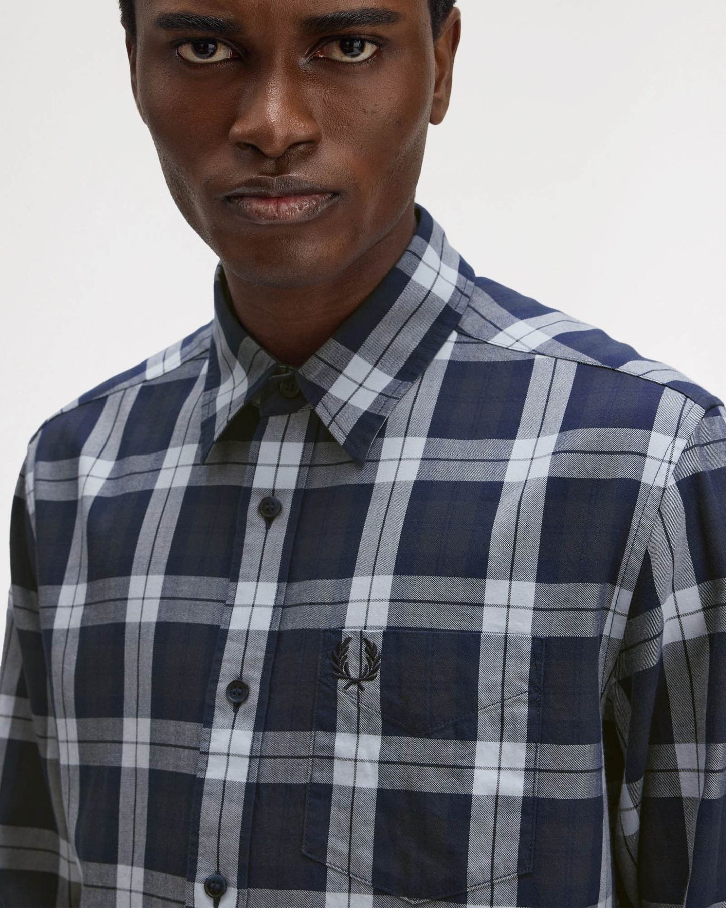 Fred Perry Mens Tartan Twill Shirt - Dark Airforce 738