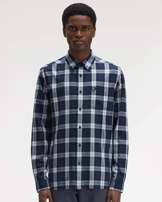 Fred Perry Mens Tartan Twill Shirt - Dark Airforce 738