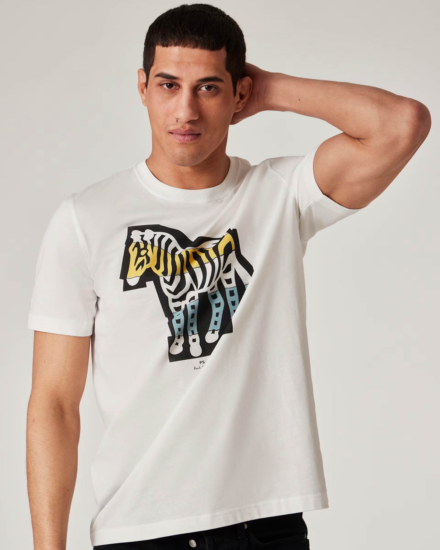 PS Paul Smith Mens Regular Fit Cutout Zebra T-Shirt - 01 White