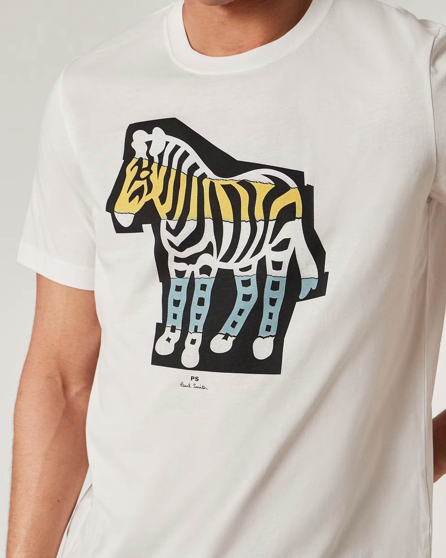 PS Paul Smith Mens Regular Fit Cutout Zebra T-Shirt - 01 White