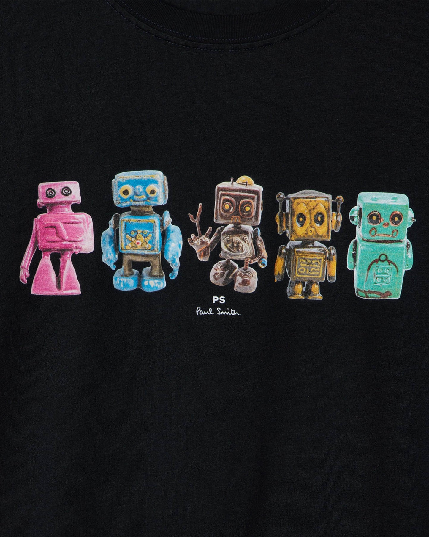 PS Paul Smith Mens Regular Fit Robots Graphic T-Shirt - 49 Very Dark Navy