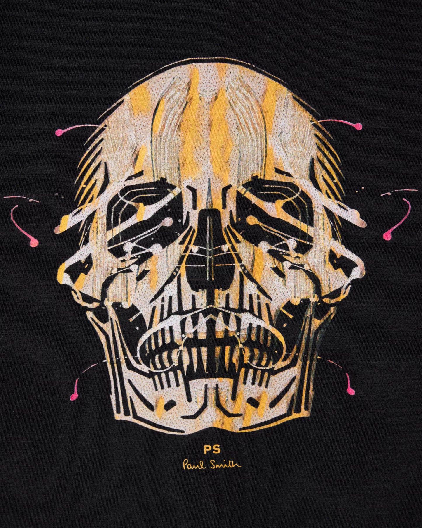 PS Paul Smith Mens Casual Fit Painted Skull T-Shirt - 79 Black