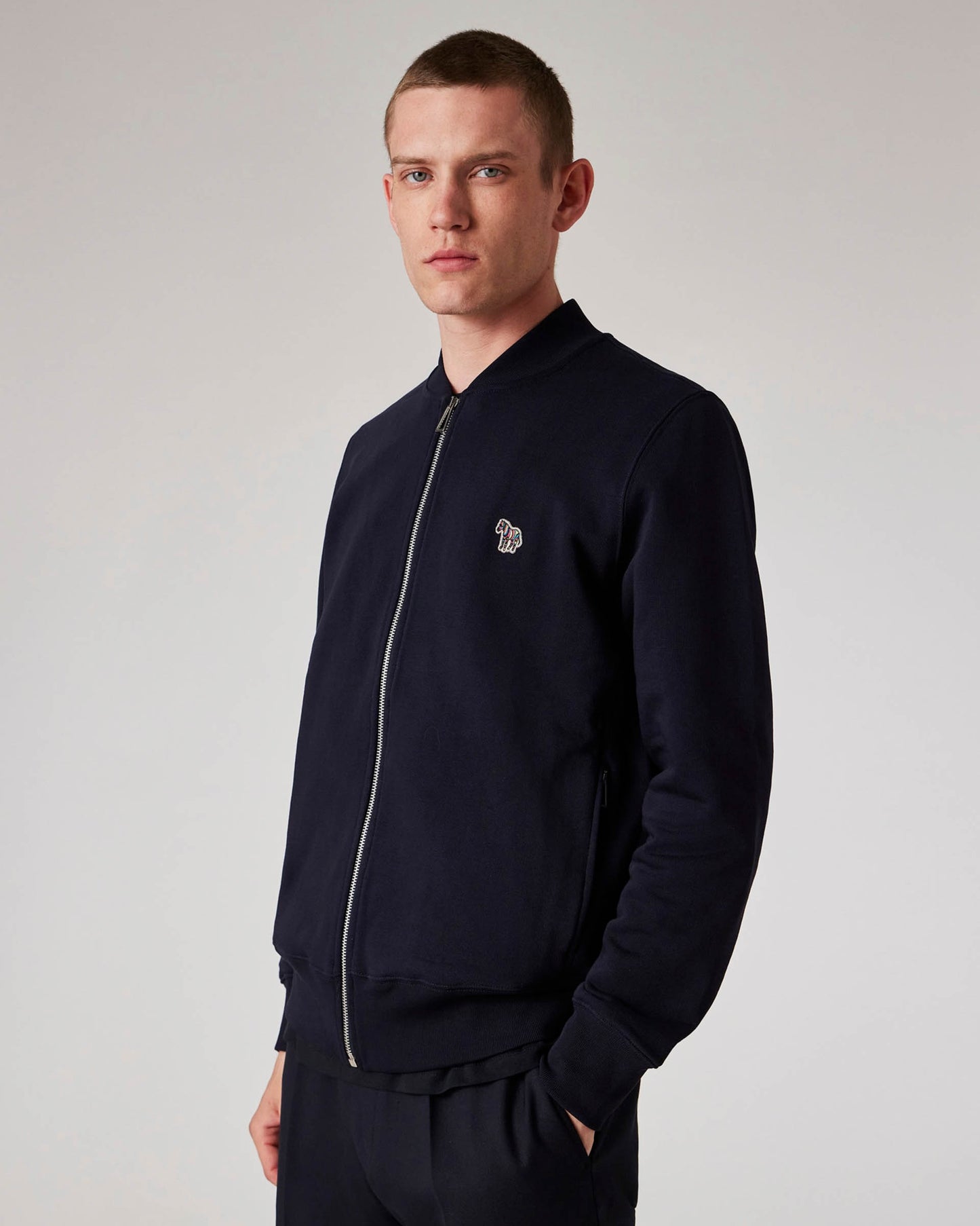 PS Paul Smith Mens Zip Bomber with Zebra Logo - 49 Very Dark Navy