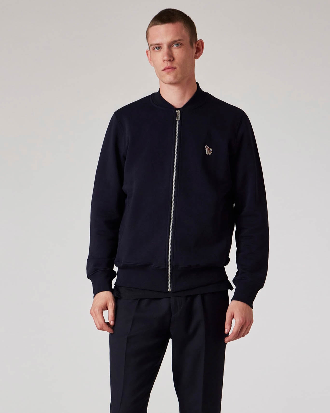 PS Paul Smith Mens Zip Bomber with Zebra Logo - 49 Very Dark Navy