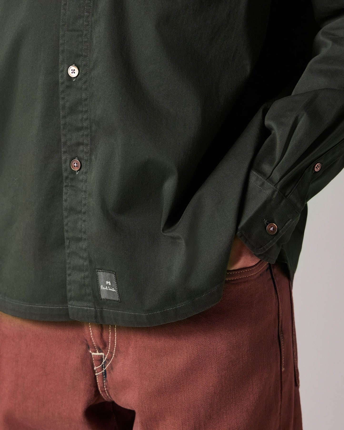 PS Paul Smith Mens Casual Fit Long Sleeve Shirt - 38 Bottle Green