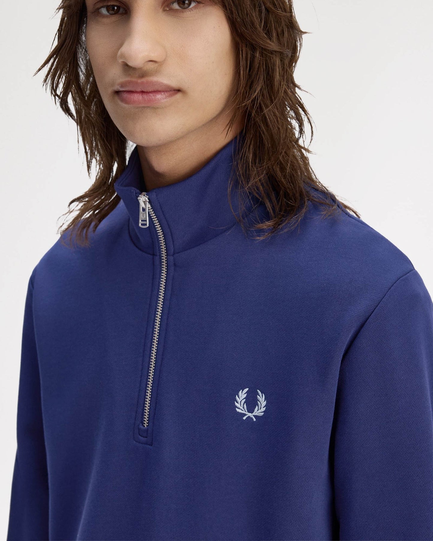 Fred Perry Mens Half Zip Sweatshirt - French Navy/Champion's Gold/Stockport Blue 48A