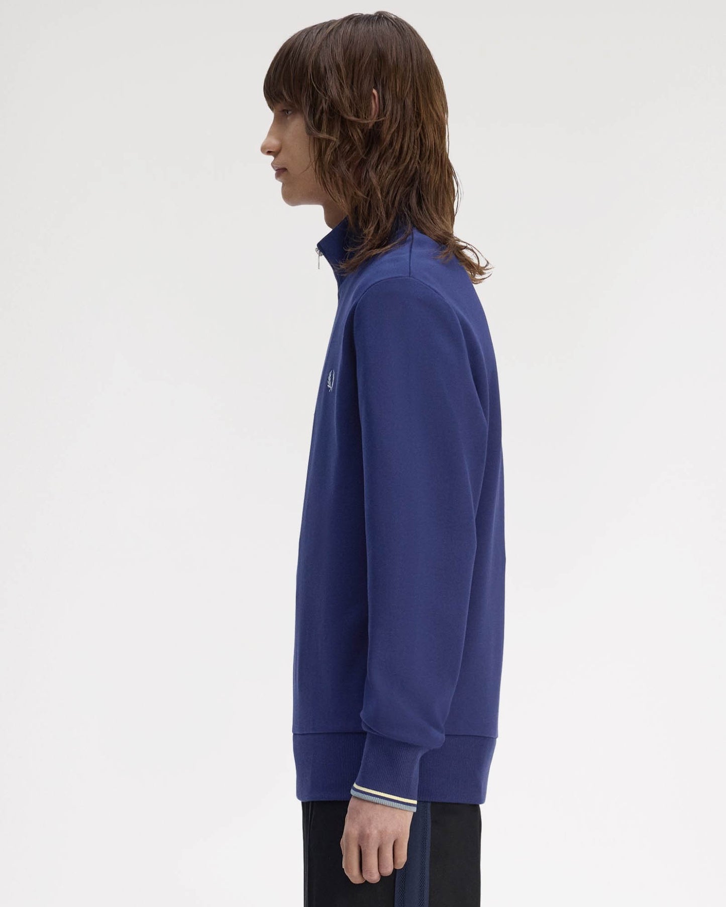 Fred Perry Mens Half Zip Sweatshirt - French Navy/Champion's Gold/Stockport Blue 48A