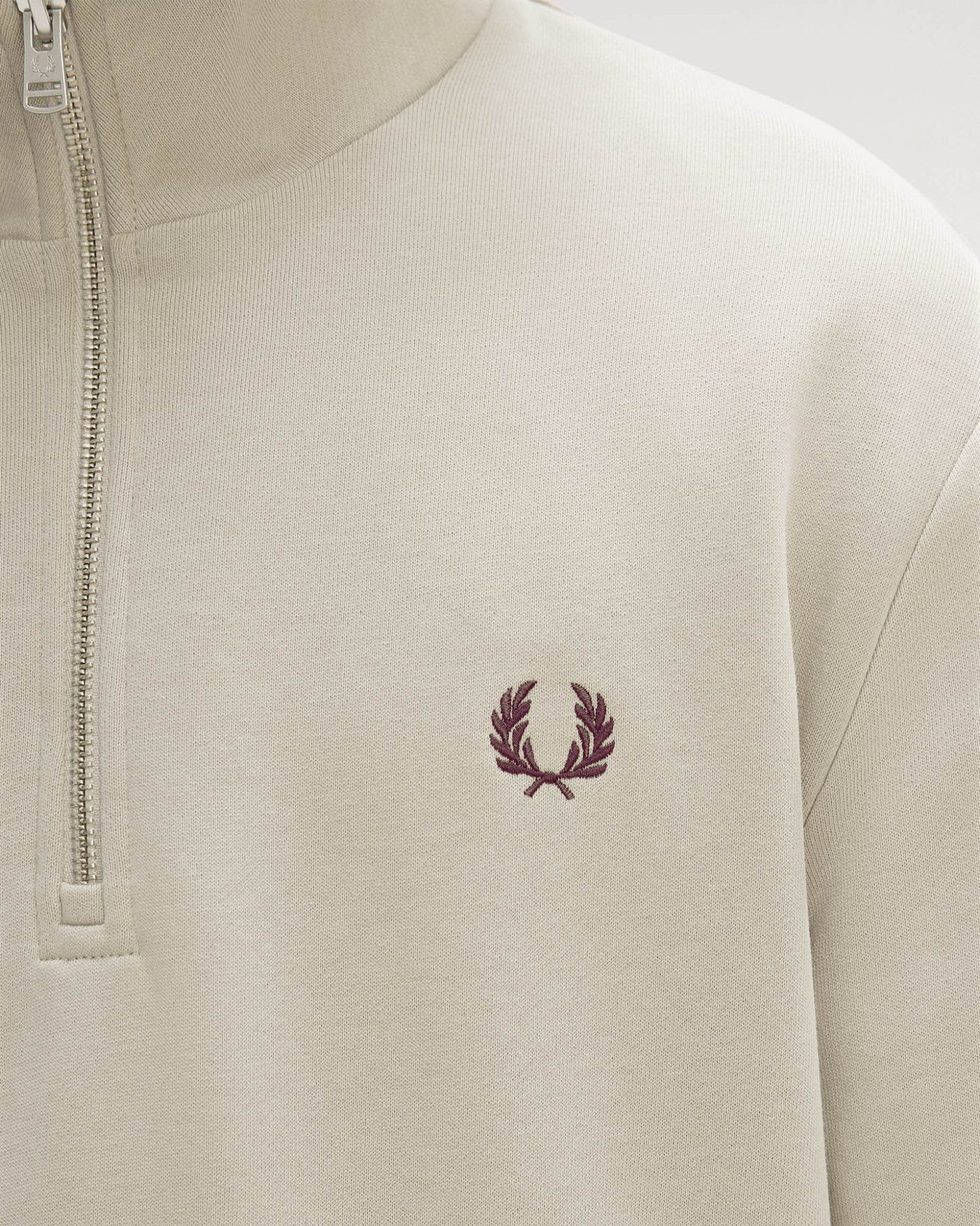 Fred Perry Mens Half Zip Sweatshirt - Warm Oat/Court Green/Burnt Tobacco 50A