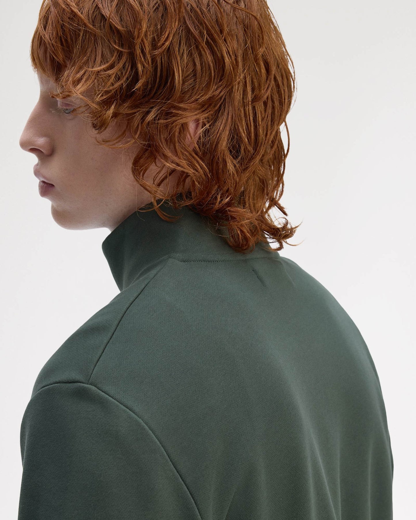 Fred Perry Mens Half Zip Sweatshirt - Court Green/Snow White/Navy 53A
