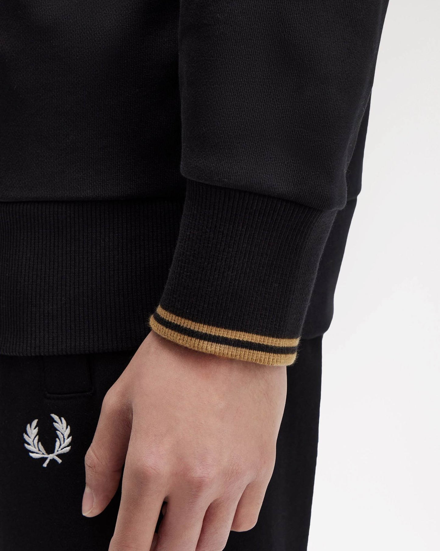 Fred Perry Mens Half Zip Sweatshirt - Black/Shaded Stone/Shaded Stone S77
