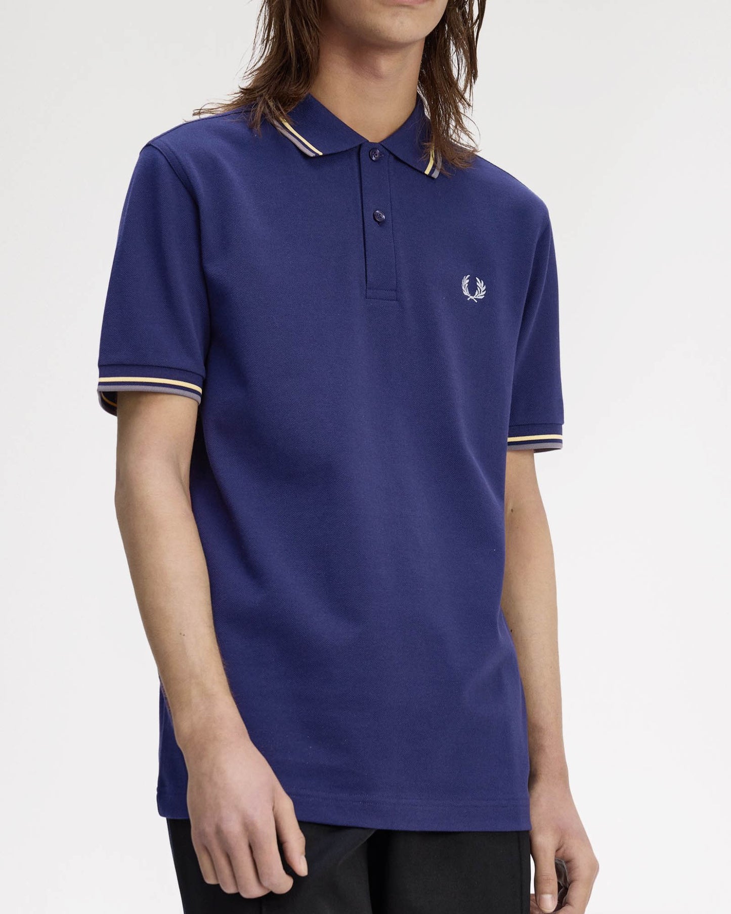 Fred Perry Mens Twin Tipped Signature Polo Shirt - French Navy/Champion's Gold/Stockport Blue 48A