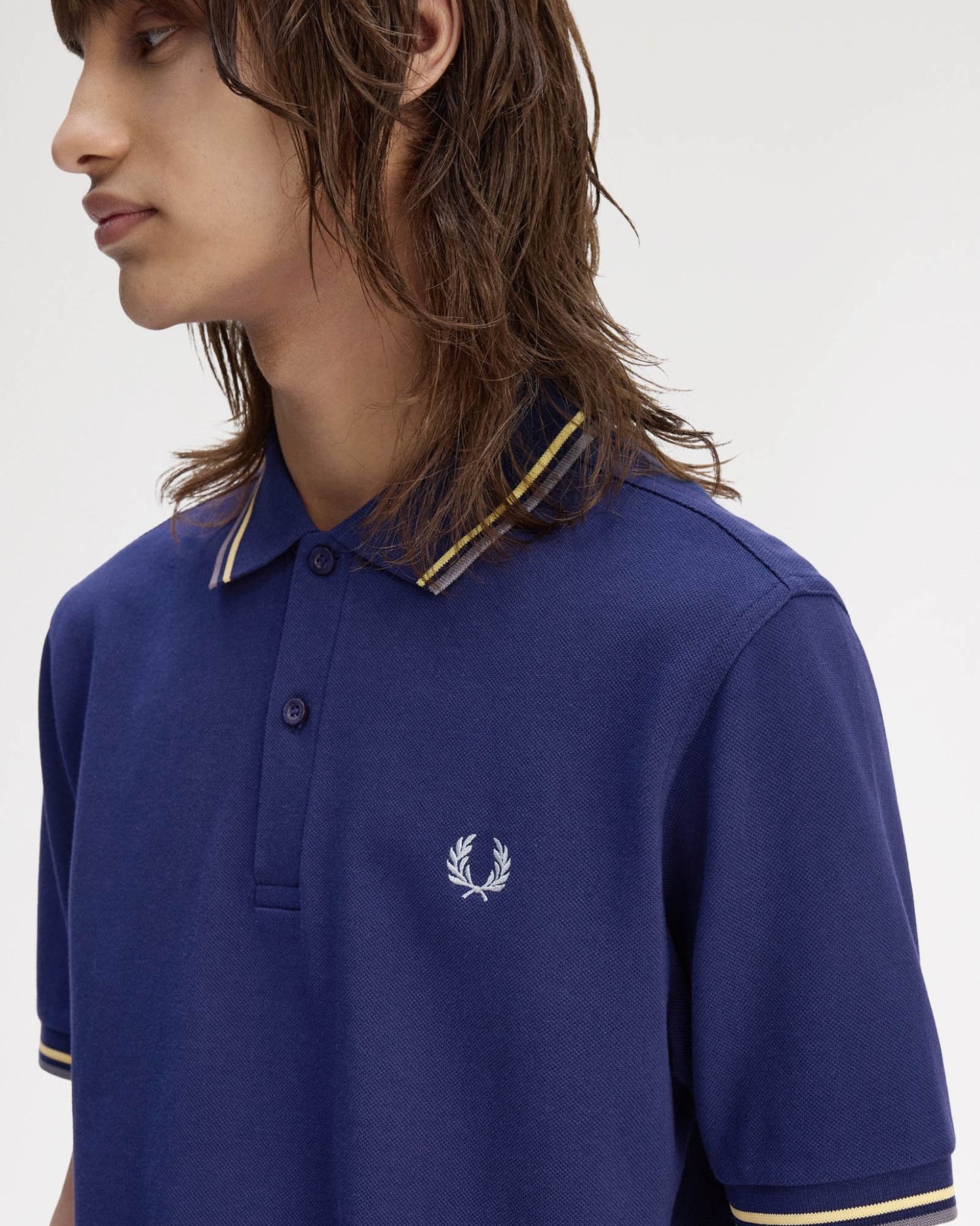 Fred Perry Mens Twin Tipped Signature Polo Shirt - French Navy/Champion's Gold/Stockport Blue 48A