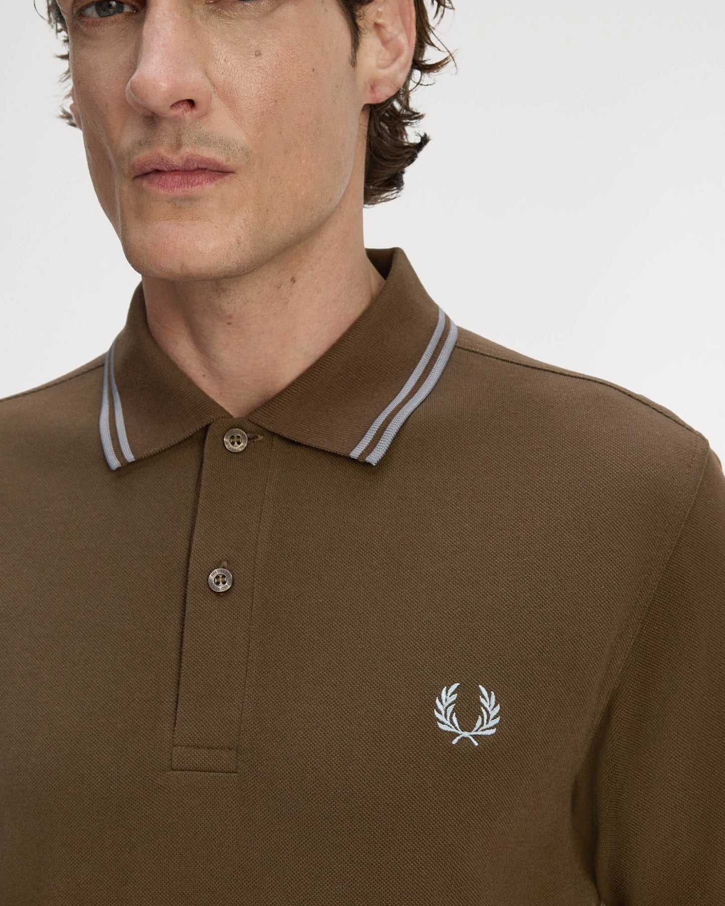 Fred Perry Mens Twin Tipped Signature Polo Shirt - Burnt Tobacco/Stockport Blue 49A